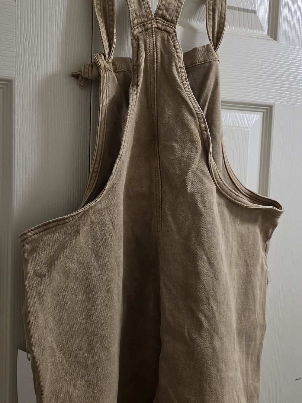 Zenana Outfitters Lt Camel Denim Overall Jumper with Knot Straps - Picture 4 of 6